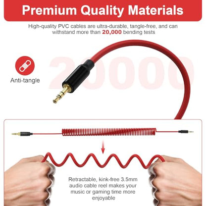 QC45 Coiled Audio Cable for Bose QuietComfort, QuietComfort Ultra, QC35
