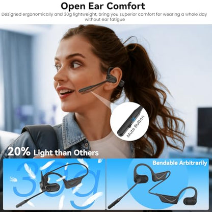 MONODEAL USB Headset with Microphone for PC Laptop, Open Ear Headphones | Computer Headset with Noise Canceling Boom Mic, Wired Headset for Call Center, MS Teams, Gaming and More - color: Gray-black