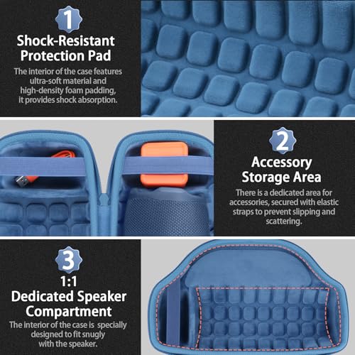 co2CREA Case for JBL Charge 6 Portable Bluetooth Speaker, Blue | High-Density Foam Padding, Reinforced Handle, Detachable Shoulder Strap, Compact Lightweight Design, Dust Protection - color: Blue Case