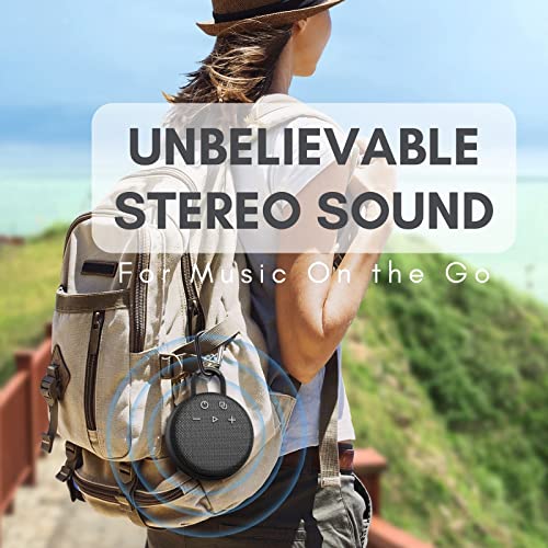 Musibaby Mini Bluetooth Speaker – Bluetooth 5.3 with 6956C Chipset, IPX7 Waterproof, Rubberized Shell, Clip-On Lanyard, Ultra-Portable for Shower, Pool, Teens, Backpack, Gifts (Black) - color: Black