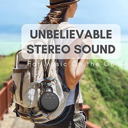 Musibaby Mini Bluetooth Speaker – Bluetooth 5.3 with 6956C Chipset, IPX7 Waterproof, Rubberized Shell, Clip-On Lanyard, Ultra-Portable for Shower, Pool, Teens, Backpack, Gifts (Black) - color: Black