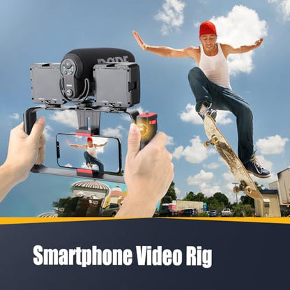 Zeadio Camera Smartphone Handheld Stabilizer, Triple Cold-Shoe Handle Grip Compatible with All Camera Action Camera DSLR Smartphone - style: Standard Version