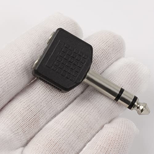 uxcell Headphone Y Splitter, 6.35 to 2 x 3.5 Adapter Audio Heads Socket Splitter Connector, 6.35mm (1/4 Inch) 1 Male to Two 3.5mm (1/8 Inch) Female Stereo Jack Converter, 1 Pack