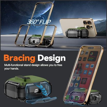 Safety Lock Case for Samsung Galaxy Buds3 FE/Pro/3 (Dark Green) | Compatible with MagSafe, with Phone Stand& Cleaning kit,Keychain, - color: Dark green