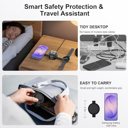 3 in 1 Wireless Charging Station Samsung, Foldable Wire Less Charging Pad for Samsung S26 S25 Ultra S24, Fast Charging Station Galaxy Watch8/7 Galaxy Buds4, Travel Charger for Samsung Multi Devices - color: Wireless Charger Black