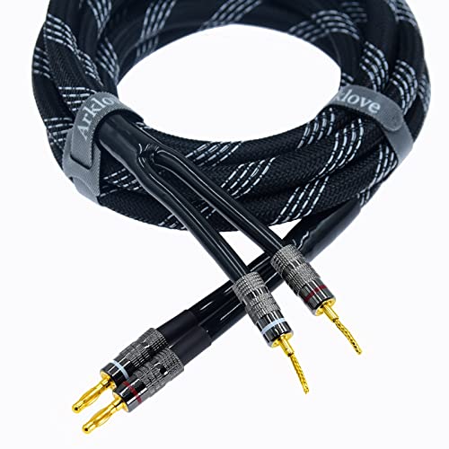 Arklove 6.1m(20피트) 14awg 프리미엄 튼튼한 브레이드 와이어 듀얼 바나나-나사 타입 2핀 금 도금 플러그 스피커 케이블 OFC 무산소 구리 1개 - size: 20ft