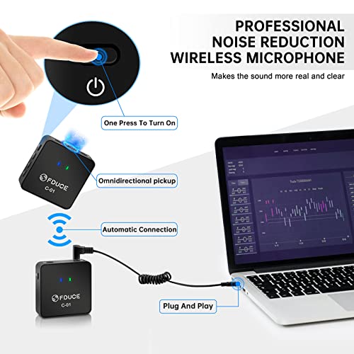 UHF Wireless Lavalier Microphone System for Phone & Camera, Mini Portable Clip On Condenser Microphone, Lapel Microphone Wireless for YouTube, Podcast, Interview, Streaming, ASMR Recording