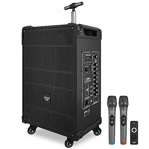Pyle 12'' Portable Wireless Bluetooth Speaker System - Built-in Rechargeable Battery, Wireless Microphone, USB/Micro SD/FM - 80 Watt - FM Radio with Digital LED Display, PWMA1299A - size: 12 inch