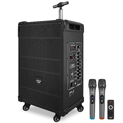 Pyle 12'' Portable Wireless Bluetooth Speaker System - Built-in Rechargeable Battery, Wireless Microphone, USB/Micro SD/FM - 80 Watt - FM Radio with Digital LED Display, PWMA1299A - size: 12 inch