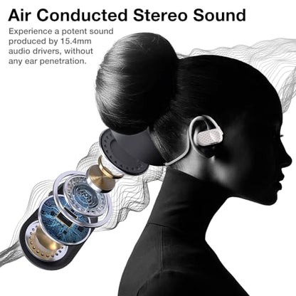 Purity Air Open Ear Headphones - True Air Conduction Wireless Bluetooth Open Ear Earbuds with Dual Mic for iPhone/Android - Secured Long Wearing Comfort, Sports Sweat Resistant (Chalky Dots) - color: Chalky Dots
