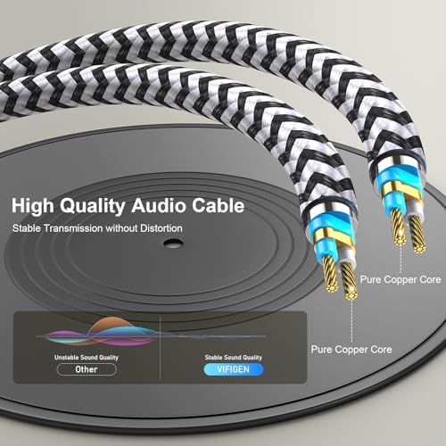 3.5mm to 6.35mm Audio Cable,6.6FT 1/8 Male to 1/4 Male Stereo Cable 3.5mm to 1/4 Adapter TRS Cable Aux Cord Bidirectional Stereo Aux Cable Jack for iPhone,Guitar,Speaker,Home Theater,Amplifiers,Piano