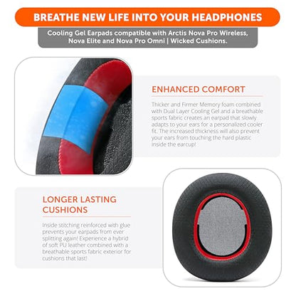 WC Freeze Nova Pro Wireless - Earpads for Arctis Nova Pro Wireless & More | Made by Wicked Cushions | Also fits SteelSeries Nova Elite & Nova Pro Omni(Doesn't Fit Other Models) | Red - color: Red