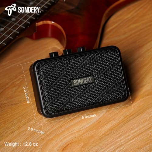 Sondery Portable Mini Guitar Amp,Rechargeable 5W Small Electric Amplifier | With Overdrive/Clean Effects and Bluetooth,Two Speakers,For Practice and Traveling,Black - color: Black