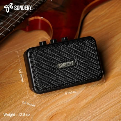 Sondery Portable Mini Guitar Amp,Rechargeable 5W Small Electric Amplifier | With Overdrive/Clean Effects and Bluetooth,Two Speakers,For Practice and Traveling,Black - color: Black