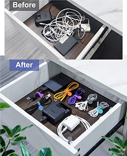 8 PCS Silicone Magnetic Cable Ties, Reusable cord Organizer clips | magnet cord holder for phone charging, compatible with USB/lightning cables, bookmarks, whiteboard magnets, fridge magnets - size: 8-PCS