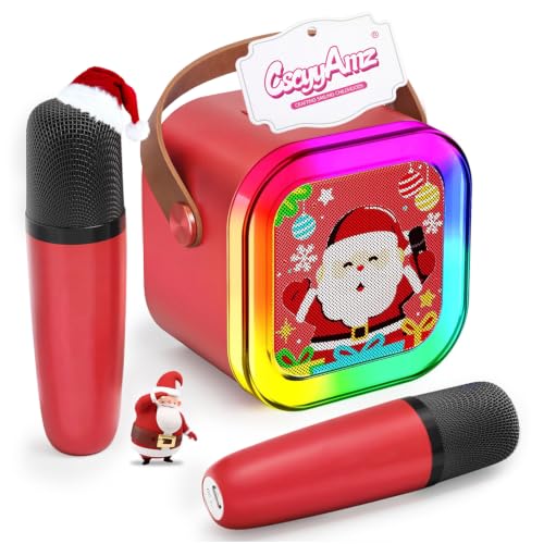 CscyyAmz Mini Karaoke Machine for Kids Girls & Boys - Portable Bluetooth Speaker with 2 Wireless Microphones - Kids Birthday Gifts for Ages 4-10 - Red - style: Red