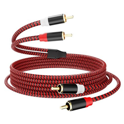 RCA Cable 10Ft,2Rca Male to 2-RCA Male Audio Stereo Subwoofer Cable [Hi-Fi Sound] Nylon-Braided Auxiliary Audio Cord for Home Theater, HDTV, Amplifiers, Hi-Fi Systems,Speakers and etc(10Ft/3M) - size: 10Ft/3M