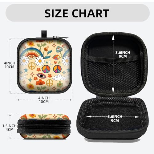 Square Data Cable Earbud Charger Coin Storage Bag Shockproof and Drop-Proof EVA Material Compatible with AirPod(Mushroom Rainbow Flower) - color: Mushroom Rainbow Flower