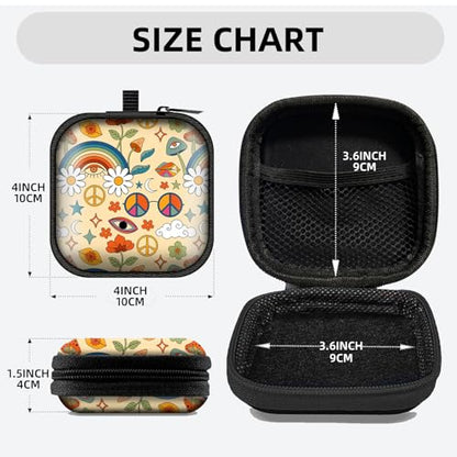 Square Data Cable Earbud Charger Coin Storage Bag Shockproof and Drop-Proof EVA Material Compatible with AirPod(Mushroom Rainbow Flower) - color: Mushroom Rainbow Flower