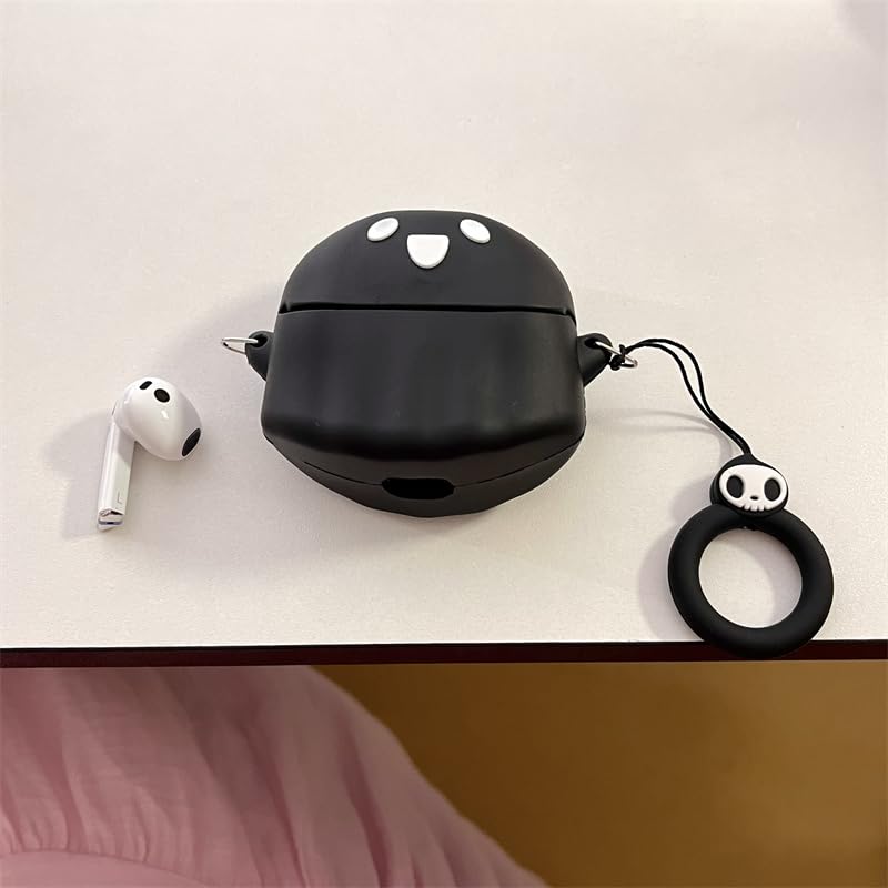 Case for Samsung Galaxy Buds 3 and for Galaxy Buds 3 Pro Earbuds with Carabiner, Silicone Charging Shockproof Protective Cover with Cartoon Skin Design for Man Woman Teen (BKghost) - color: BKghost