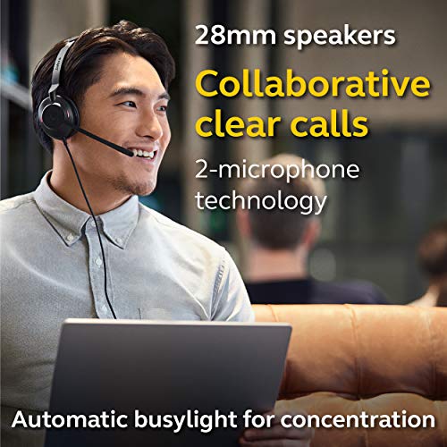 Jabra Evolve2 30 MS Wired Headset, USB-A, Stereo, Black – Lightweight, Portable Telephone Headset with 2 Built-in Microphones – Work Headset with Superior Audio and Reliable Comfort - size: Microsoft Teams, style: Stereo (USB-A)