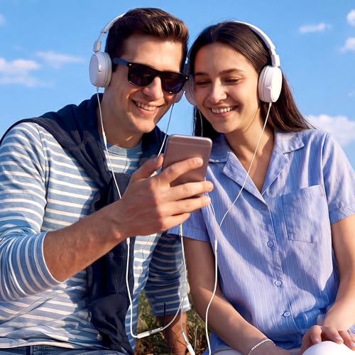 SYNCWIRE Headphone Splitter, 3.5mm Male to 2 Female Y Cable, Grey | Nylon-braided Cable Delivers Hi-Fi Stereo Sound for Apple, Samsung, tablets and more, Audio only; Microphone not Supported - color: Grey