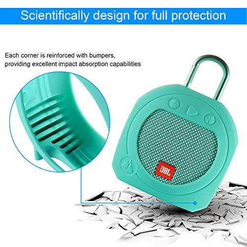 Protective Silicone Stand Up Case for JBL Clip 3 Waterproof Portable Speaker (Teal) - color: Teal