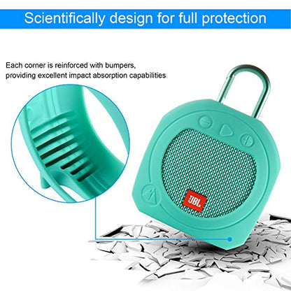 Protective Silicone Stand Up Case for JBL Clip 3 Waterproof Portable Speaker (Teal) - color: Teal
