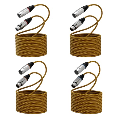 25ft XLR Cables 4 Pack, Braided Durable Male to Female Cords, OFC Shielded and Balanced Microphone Cable for Events Podcast - size: 25 Feet, style: 4 Pack