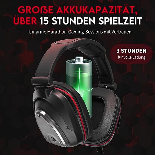 lHUHD Wireless Gaming Headset Headphones for PS4/5,Switch,PC Wireless Gaming Headsets for Computer with Microphone Over-Ear,Rotatable Headband