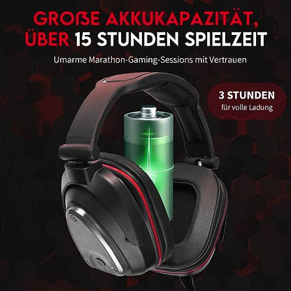 lHUHD Wireless Gaming Headset Headphones for PS4/5,Switch,PC Wireless Gaming Headsets for Computer with Microphone Over-Ear,Rotatable Headband