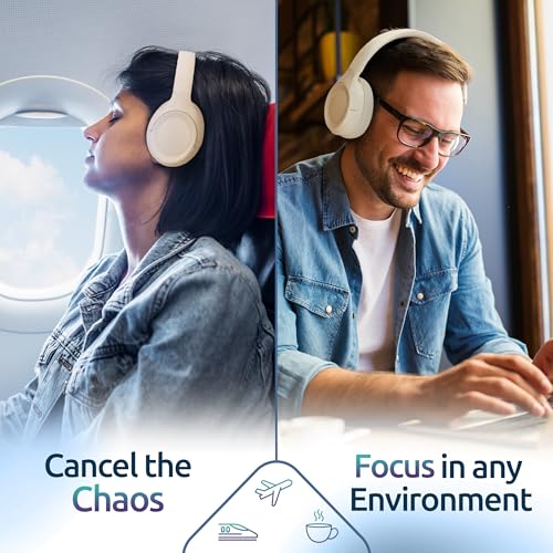 ANC Wireless Bluetooth 5.4 Headset, ENC Built-in Mic for Clear Calls, Hi-res, Foldable, Breathable Over Ear Comfort, Low Latency, Lightweight, 3.5 mm Audio Cable, Wired, for Cell Phones, Tablets, PC’s - color: White