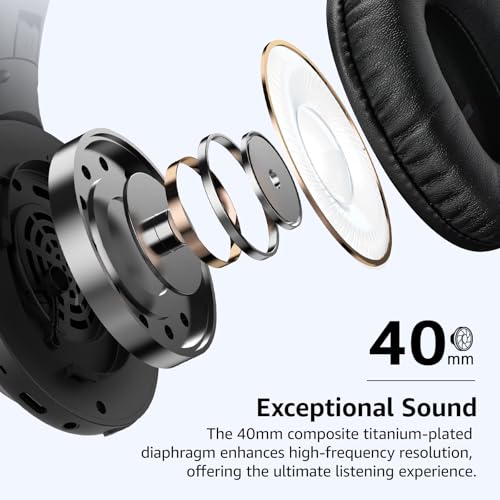 TOZO HA1 70H Over Ear Wireless Headphones Bluetooth 5.4 Foldable Headset | Deep Bass Stereo Sound, 32 Custom EQ Modes, Control Via Button, 78ms Low-Latency, Clear Call, Ideal For Travel Daily Use - color: Black