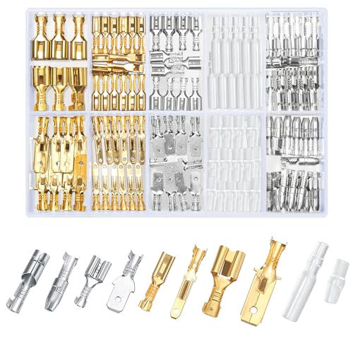 150 Pcs 2.8/4.8/6.3mm Quick Splice Male and Female Wire Spade Connectors, Wire Crimp Terminal Block Assortment Kit with Insulating Sleeve, for Electrical Wiring Car Audio Speaker Connectors