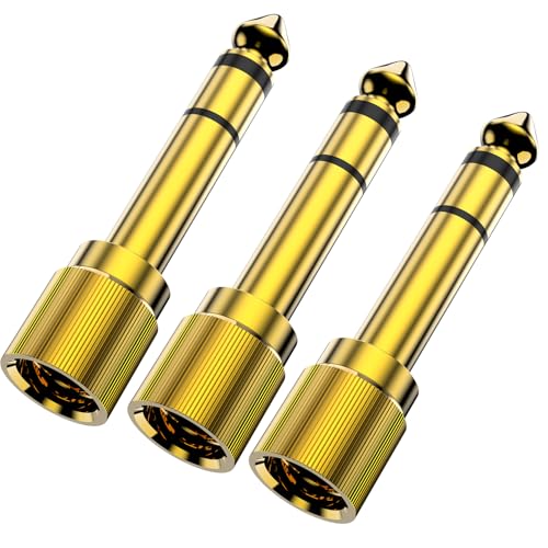 BERLAT Gold Plated 1/4 to 3.5mm Adapter, 6.35mm (1/4 inch) Male to 3.5mm (1/8 inch) Female Stereo Audio Adapter for Aux Cable, Guitar Amplifier, Headphone - 3pack Screw-On - color: 3pack Screw-On