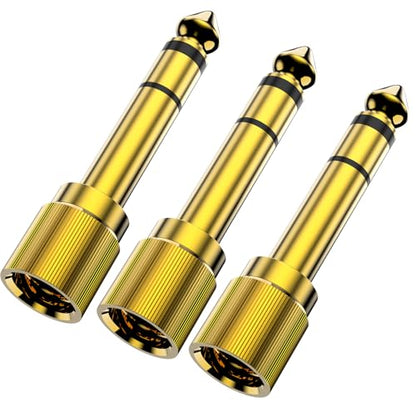 BERLAT Gold Plated 1/4 to 3.5mm Adapter, 6.35mm (1/4 inch) Male to 3.5mm (1/8 inch) Female Stereo Audio Adapter for Aux Cable, Guitar Amplifier, Headphone - 3pack Screw-On - color: 3pack Screw-On