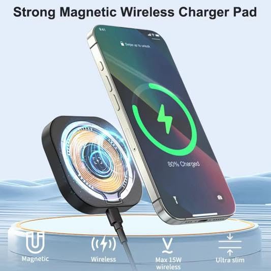Wireless Charger 3‑in‑1 Charging Station, 15W Fast Wireless Charging Dock, Qi Certified Multi‑Device Charging Pad for iPhone & Android Phones, Smartwatch & Earbuds, Slim USB‑C Charger with Adapter