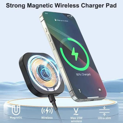 Wireless Charger 3‑in‑1 Charging Station, 15W Fast Wireless Charging Dock, Qi Certified Multi‑Device Charging Pad for iPhone & Android Phones, Smartwatch & Earbuds, Slim USB‑C Charger with Adapter