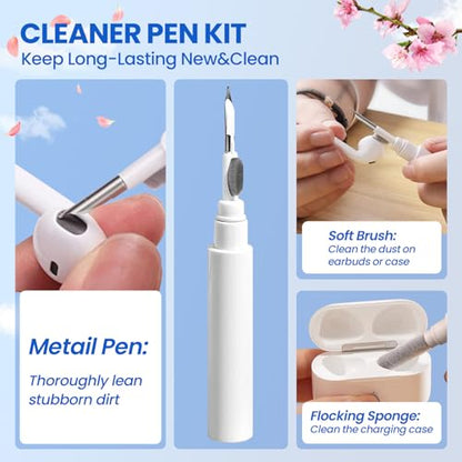 2 Pack Cleaner Kit for Airpods Pro 1 2 3 4, Multi-Function Cleaning Tool with Brush Flocking Sponge for iPad iPhone,Earbuds,Wireless Earphones,Bluetooth Headphones Case,Camera,Laptop - color: White+Black
