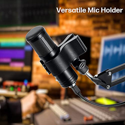 Large Microphone Clips for Mics with Outer Diameter 1.26" to 2.3" | Adjustable Mic Holder, Premium ABS, Inside sponge to protect microphones, With 5/8" Male to 3/8" Female Screw Adapter - color: black, size: 2 Pack