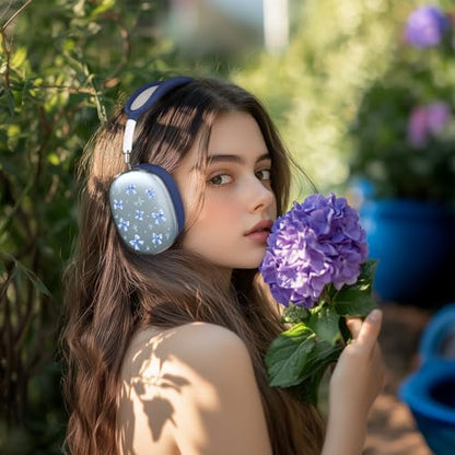 Silicone Case Cover for AirPods Max Headphones, Clear Blue Bow Soft TPU Ear Cups Cover/Ear Pad Case Cover/Headband Cover for AirPods Max (2024/2020), Blue - color: Blue Bow_A/Blue