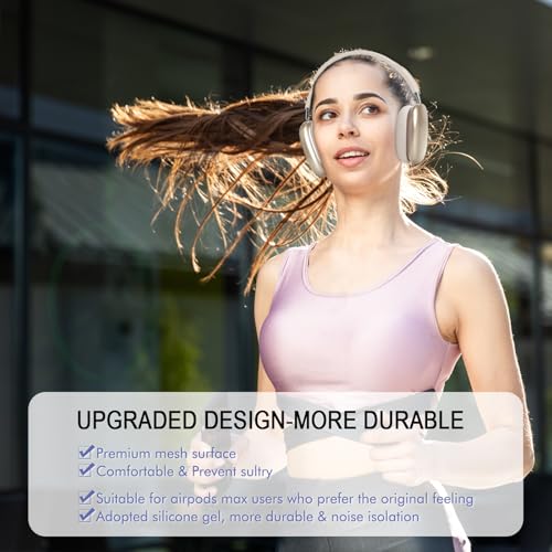 Upgraded Ear Cushions for Apple AirPods Max, Mesh Ear Pads Replacement | Air Pods 1 & 2 Over-Ear Headphones Ear Cups with Original Silicone Design (Starlight) - color: Starlight