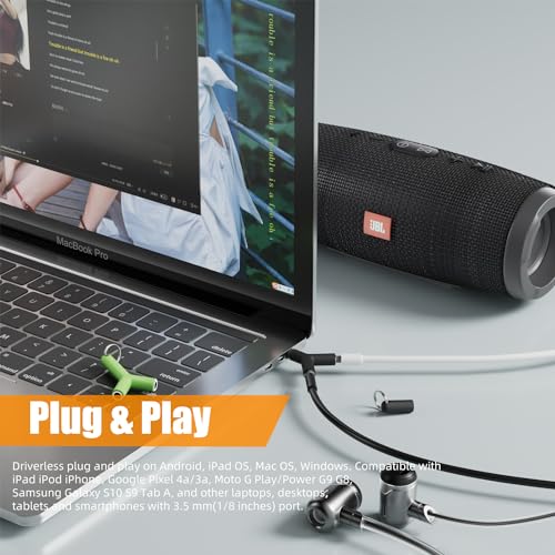 Headphone Audio Y-Splitter, 3.5mm Male to Dual 3.5mm Female Adapter for 2 Headphones/Earphones, Compatible with iPhone, iPad, MP3 (1pack-Black)