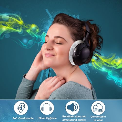 400 Pieces Headphone Covers Disposable Ear Earpads Sanitary Non-Woven Headset Cover Sweatproof Stretch Earphone Earcup Protector (White 11cm)