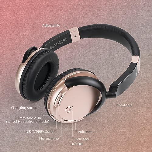 Wireless TV Headphones with Bluetooth USB Transmitter - Rose Gold | Low latency over-ear headset with clear mic & 3.5mm AUX. Connect to TV/PC via USB transmitter or directly to phone. - color: Rose Gold