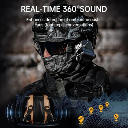 EARMOR Combo M32X Plus Electronic Hearing Protection with ARC Rail Helmet Adapters & Ear Muffs Storage Bag, Shooting Ear Protection for Noise Reduction & 5X Sound Amplification