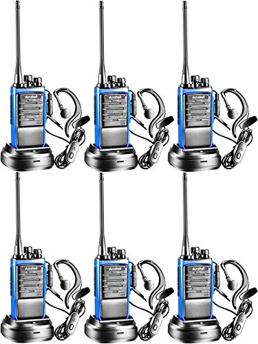 Rechargeable Long Range Two-Way Radios with Earpiece 6 Pack Arcshell AR-6 Walkie Talkies Li-ion Battery and Charger Included