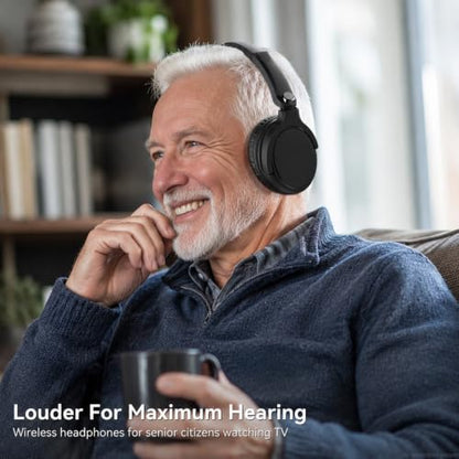 Wireless Headphones for TV Watching, TV Headphones Wireless for Seniors with Transmitter Charging Base, 65H No Audio Delay Bluetooth Headphones for TV, HiFi Stereo Sound, Gifts for Parents/Elderly