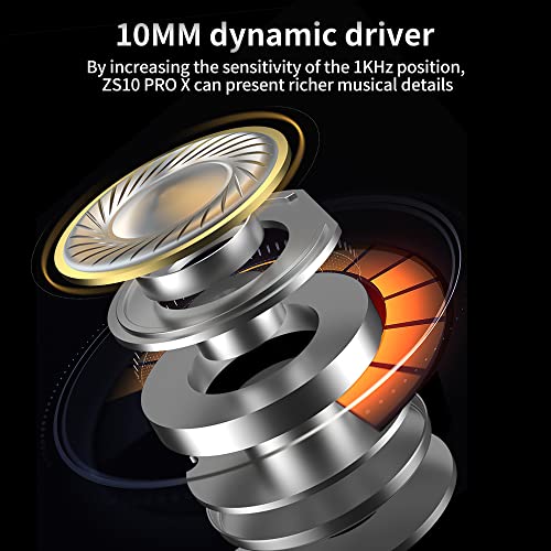 KZ ZS10 PRO X in Ear Monitor Headphones, Upgrade 4BA+1DD Hybrid Driver IEM Earphones, HiFi Metal Wired Gaming Earbuds, for Singers Bass Player Drummers Guitarist Musicians Dj (with Mic,Black) - style: With Mic