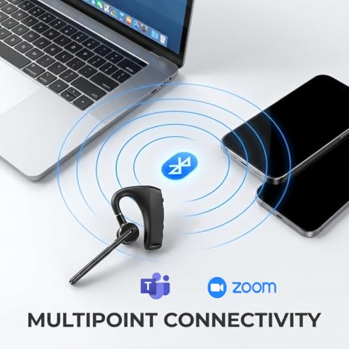 Bluetooth Headset Wireless Headphone Hook Earbud with Mic USB Dongle | Pro Noise Cancelling Ear Piece Handsfree for Work Turcker Driving Cellphone Laptop Calls, Privacy Mute, 8-20Hrs Use